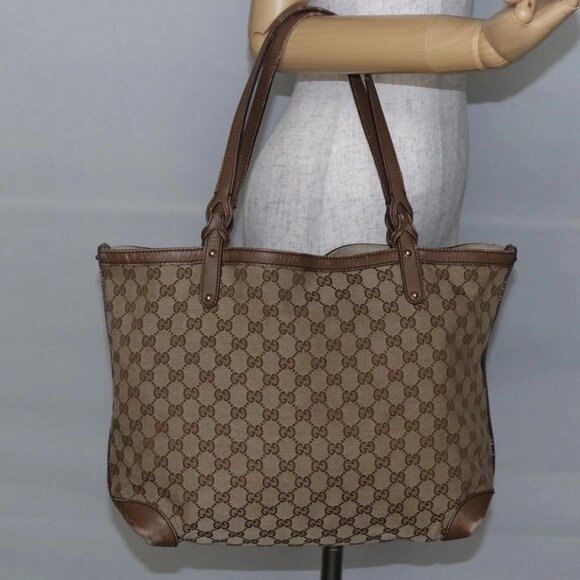 GUCCI GG Canvas Tote Bag Beige Auth 146146 - Picture 1 of 16